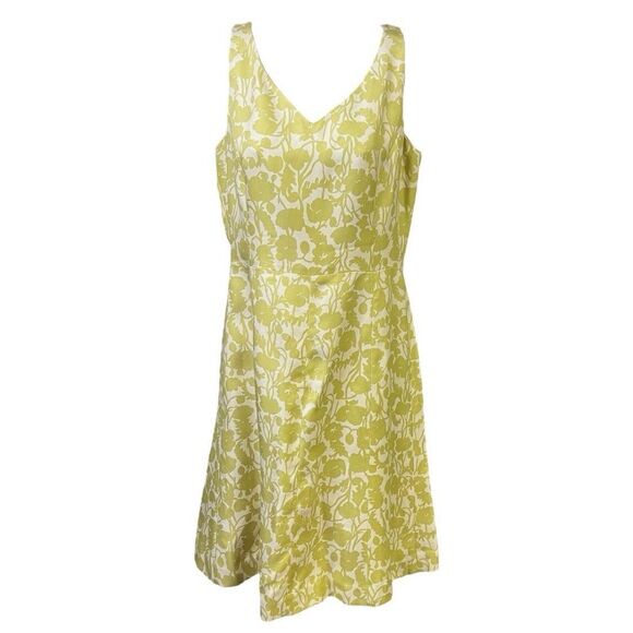 Ann Taylor Dress White Green Floral Sleeveless Silk V-Neckline Women SZ 4 Lined - Picture 1 of 12